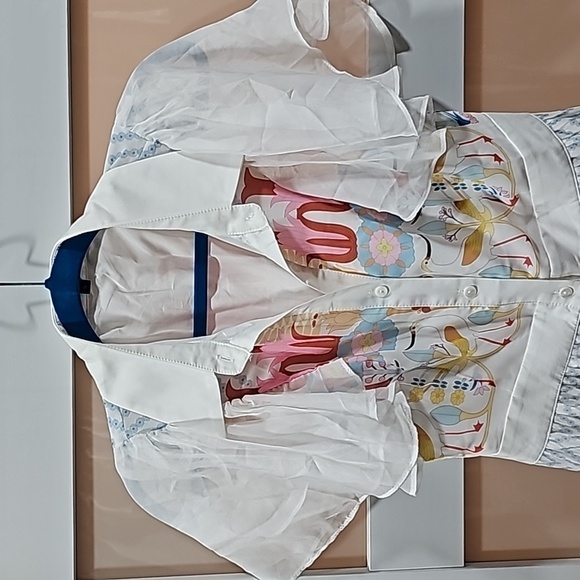 NWOT Beulah Style Bird Floral Button Up Pleated Midi Dress SMALL - Picture 2 of 8